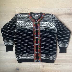 Dale of Norway Women's Sz L Nordic Ski Sweater Fair Isle Clasp Closure Wool *S7